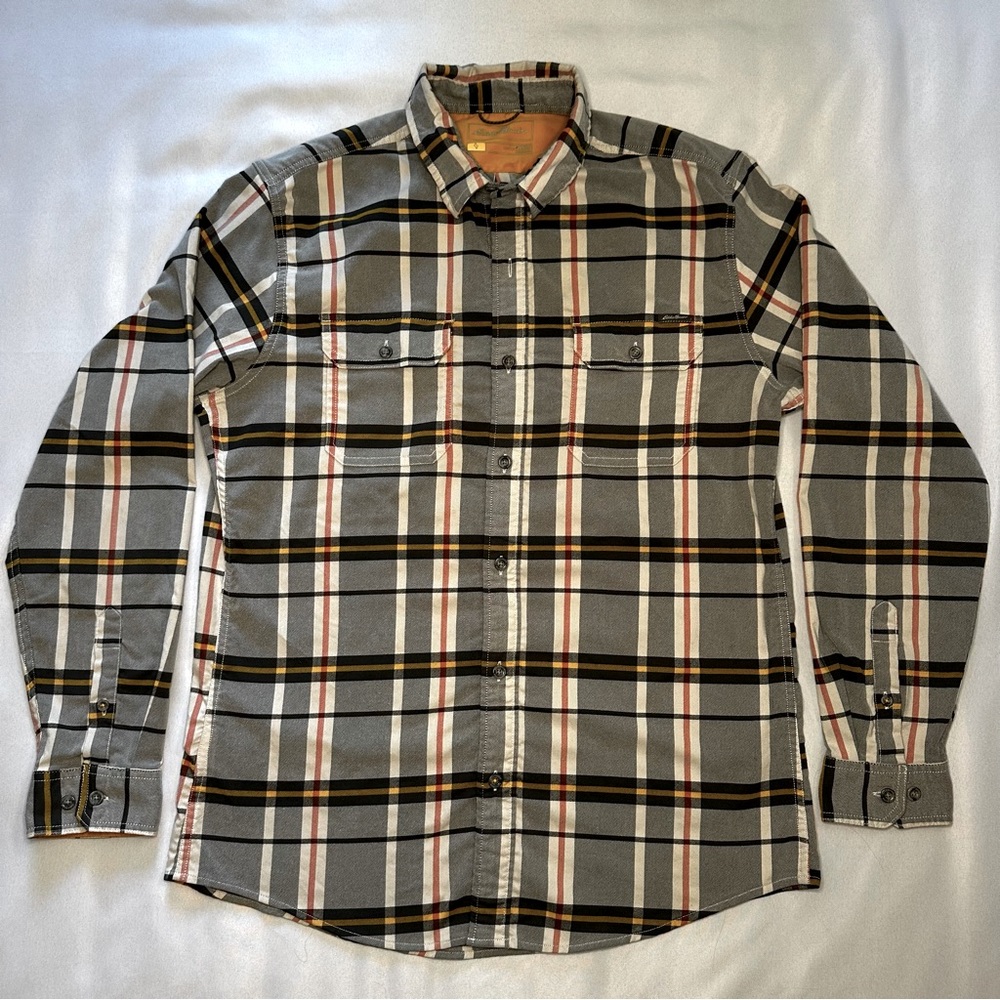 Men’s Eddie Bauer Heavy Flannel Black/White/Red/Yellow Size Large